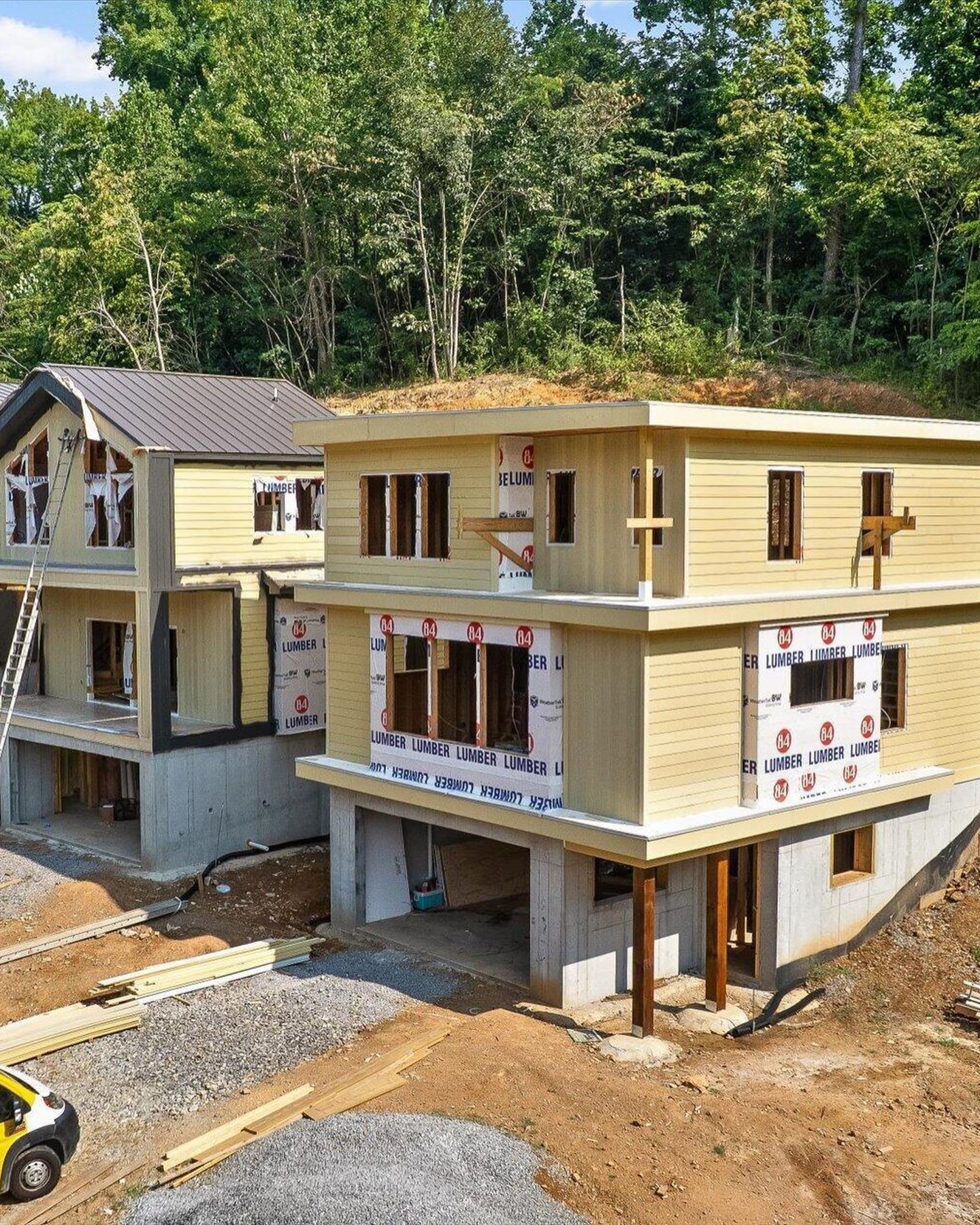 Homes under construction at Canopy at Lullwater, seen from above