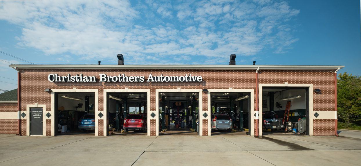 Street-level view of the Christian Brothers Automotive service bays