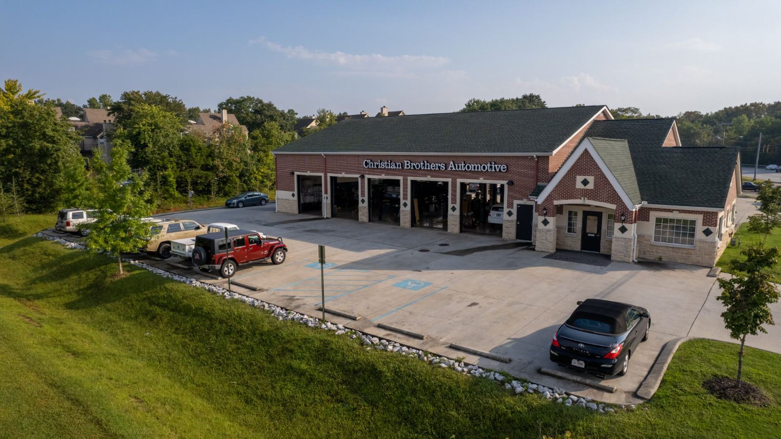 Aerial view of the shop with the neighbouring road and retail