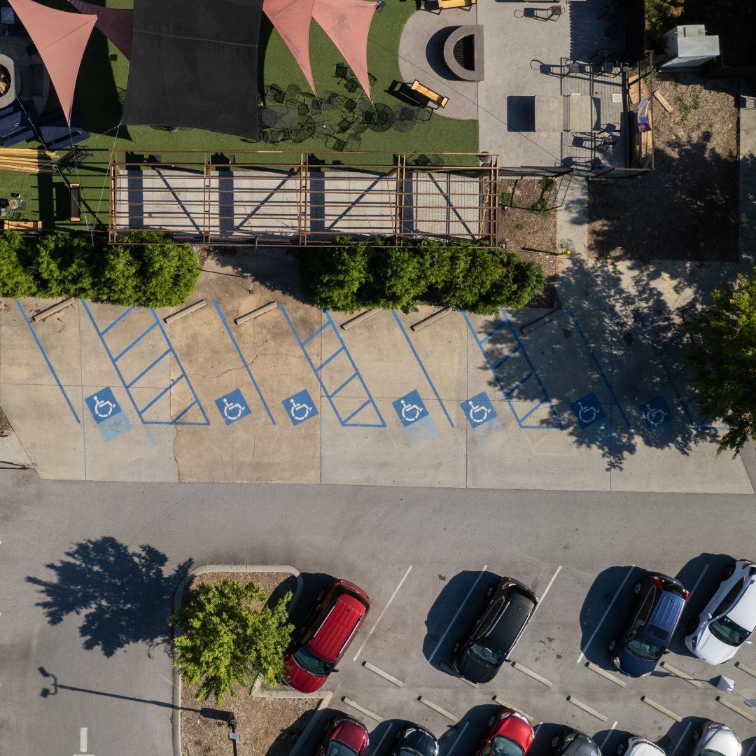 Overhead photo of accessible parking spaces on Chestnut Street