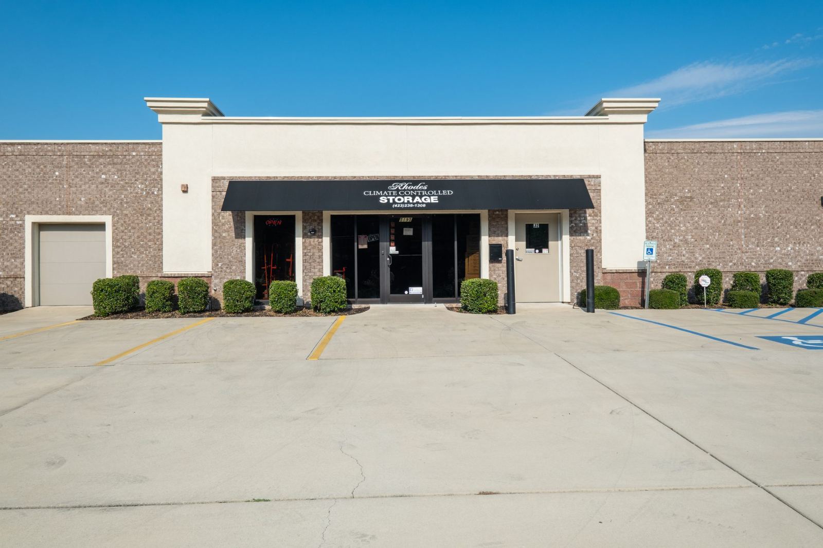 Front entrance of Rhodes Climate Controlled Storage